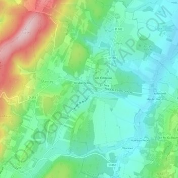 Dulphey topographic map, elevation, terrain