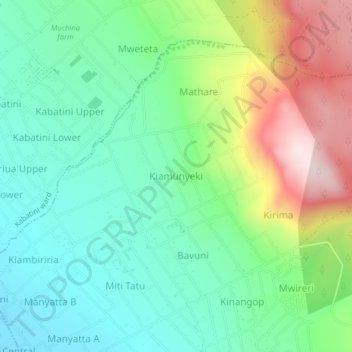 Kiamunyeki topographic map, elevation, terrain