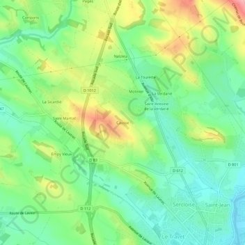 Causse topographic map, elevation, terrain