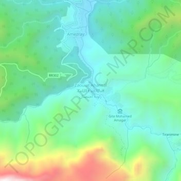 Zaouia Ahansal topographic map, elevation, terrain