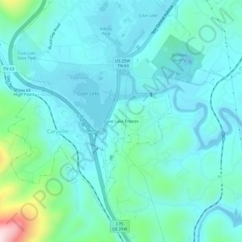 Cove Lake Estates topographic map, elevation, terrain