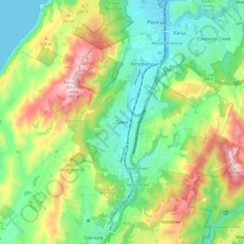 Tawa topographic map, elevation, terrain