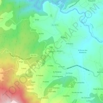 Vilavidal topographic map, elevation, terrain