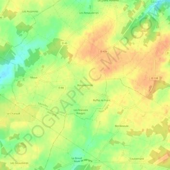 Bousseronde topographic map, elevation, terrain