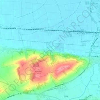 Pixendorf topographic map, elevation, terrain