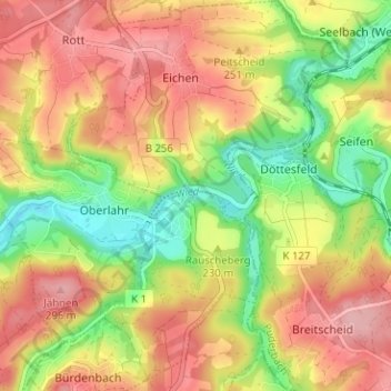 Bruchermühle topographic map, elevation, terrain