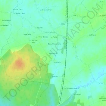 La Janverie topographic map, elevation, terrain