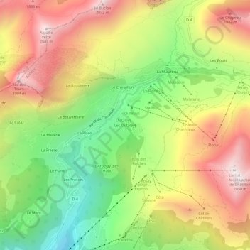 Les Outalays topographic map, elevation, terrain