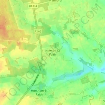 Newton St Faith topographic map, elevation, terrain