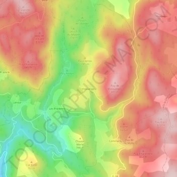 Viossanges topographic map, elevation, terrain