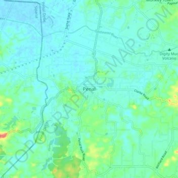 Penal topographic map, elevation, terrain