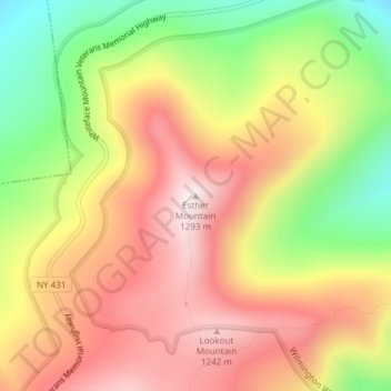 Esther Mountain topographic map, elevation, terrain