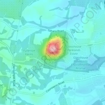 Mount Ngungun topographic map, elevation, terrain