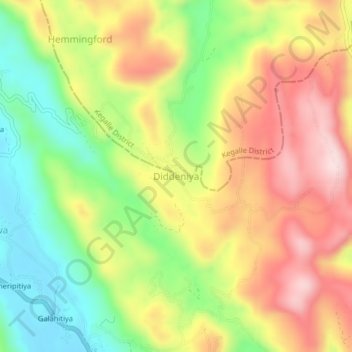 Diddeniya topographic map, elevation, terrain