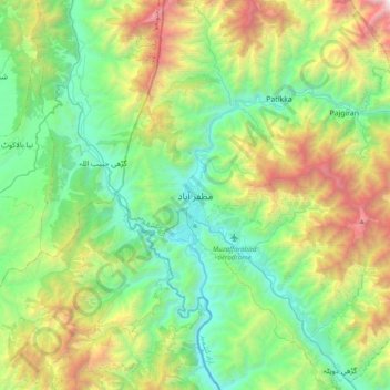 Muzaffarabad topographic map, elevation, terrain