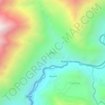 Auco topographic map, elevation, terrain