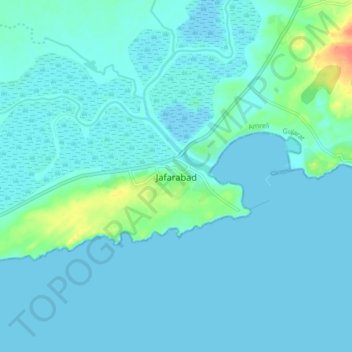 Jafarabad topographic map, elevation, terrain