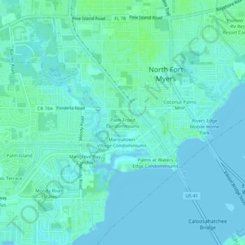 Palm Frond Condominiums topographic map, elevation, terrain