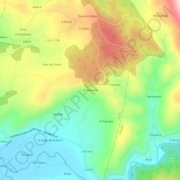 A Pedreira topographic map, elevation, terrain