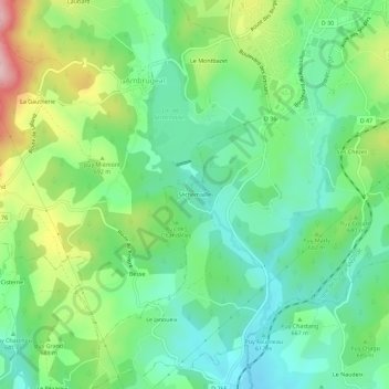 Sèchemaille topographic map, elevation, terrain