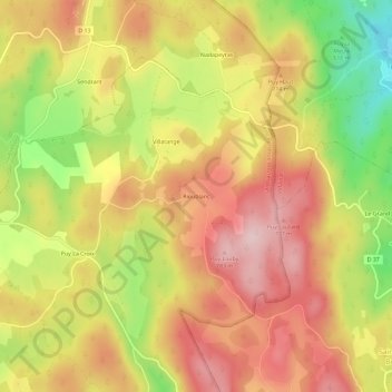 Rioublanc topographic map, elevation, terrain