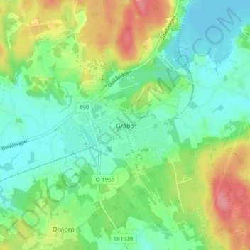 Gråbo topographic map, elevation, terrain