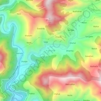 Kamand topographic map, elevation, terrain
