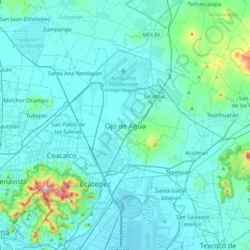 Ojo de Agua topographic map, elevation, terrain