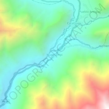 Huayllampi topographic map, elevation, terrain