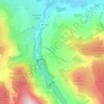 Knockanteedan topographic map, elevation, terrain