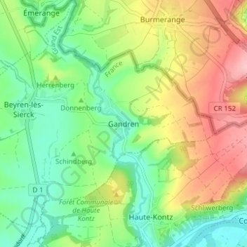 Gandren topographic map, elevation, terrain