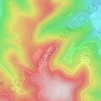 Mont Sainte-Odile topographic map, elevation, terrain