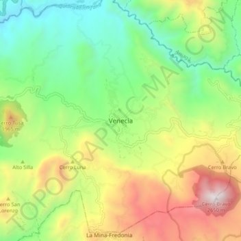 Venecia topographic map, elevation, terrain