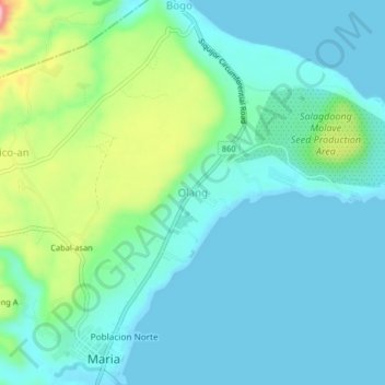 Olang topographic map, elevation, terrain