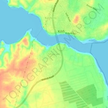 Mnarani topographic map, elevation, terrain