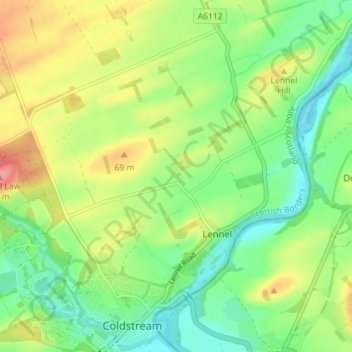 Oxenrig topographic map, elevation, terrain