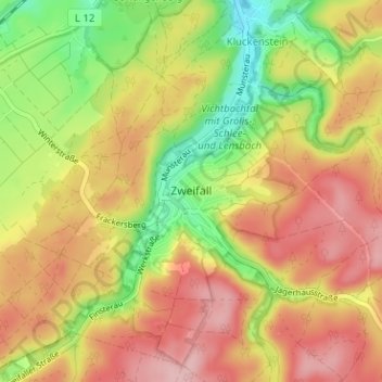 Zweifall topographic map, elevation, terrain