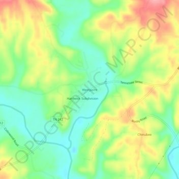 Westpoint topographic map, elevation, terrain