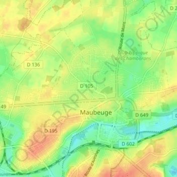 Faubourg Saint-Ghislain topographic map, elevation, terrain