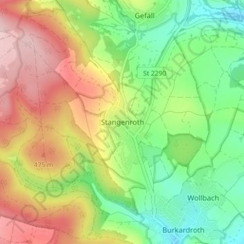 Stangenroth topographic map, elevation, terrain