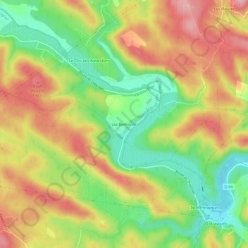 Les Bertrands topographic map, elevation, terrain