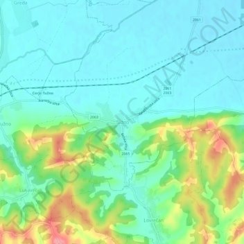 Tužno topographic map, elevation, terrain
