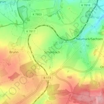 Schönbach topographic map, elevation, terrain
