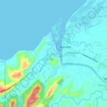 Sapang II topographic map, elevation, terrain