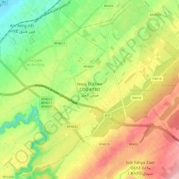 Mers El Kheir topographic map, elevation, terrain