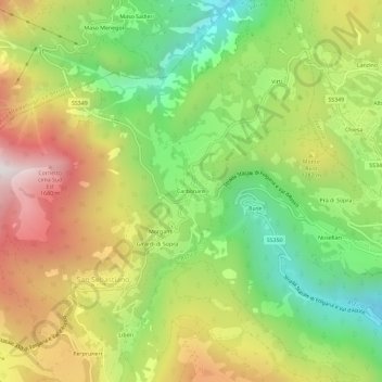Carbonare topographic map, elevation, terrain