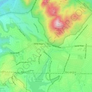 San Carlos topographic map, elevation, terrain