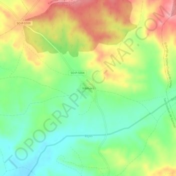 Villálvaro topographic map, elevation, terrain