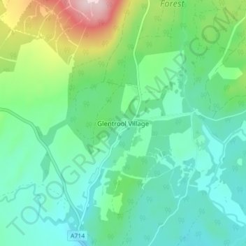 Glentrool Village topographic map, elevation, terrain