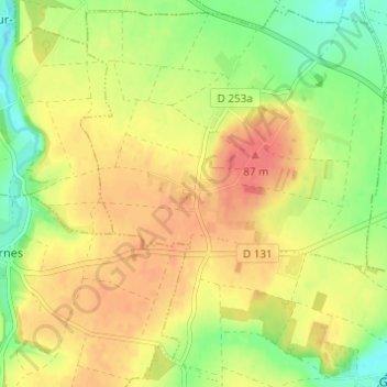 Favières topographic map, elevation, terrain
